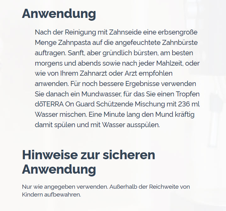 doTERRA On Guard Aufhellende Zahnpasta Anwendung